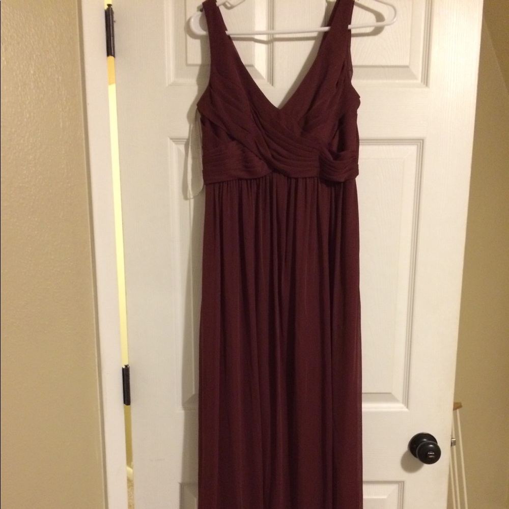 David’s Bridal Long Mesh Dress with Cowl Back